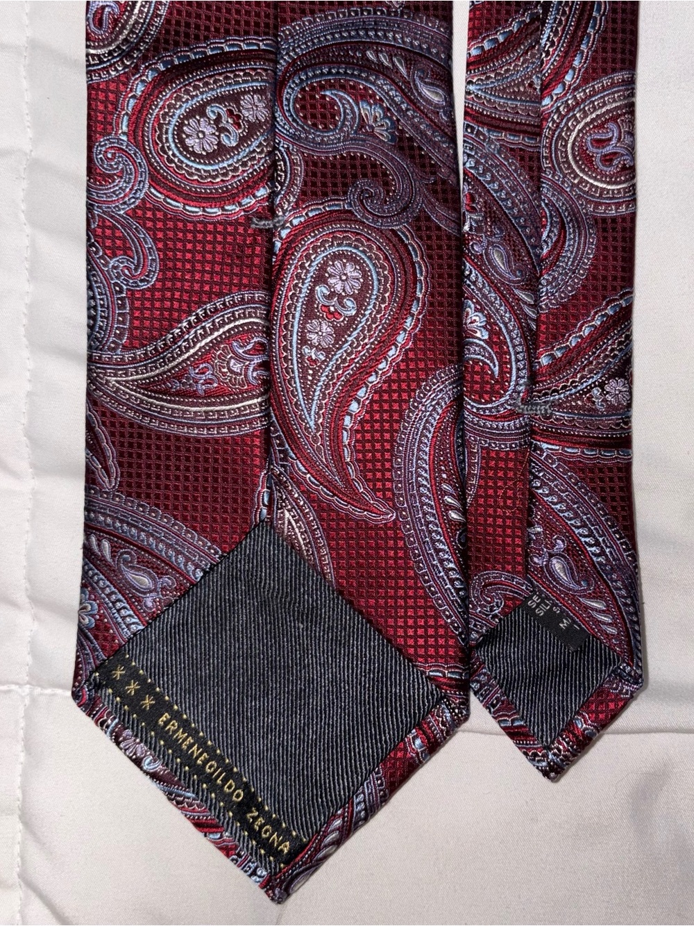 ERMENEGILDO ZEGNA Tie Red Paisley Silk Made in Italy - Picture 3 of 5